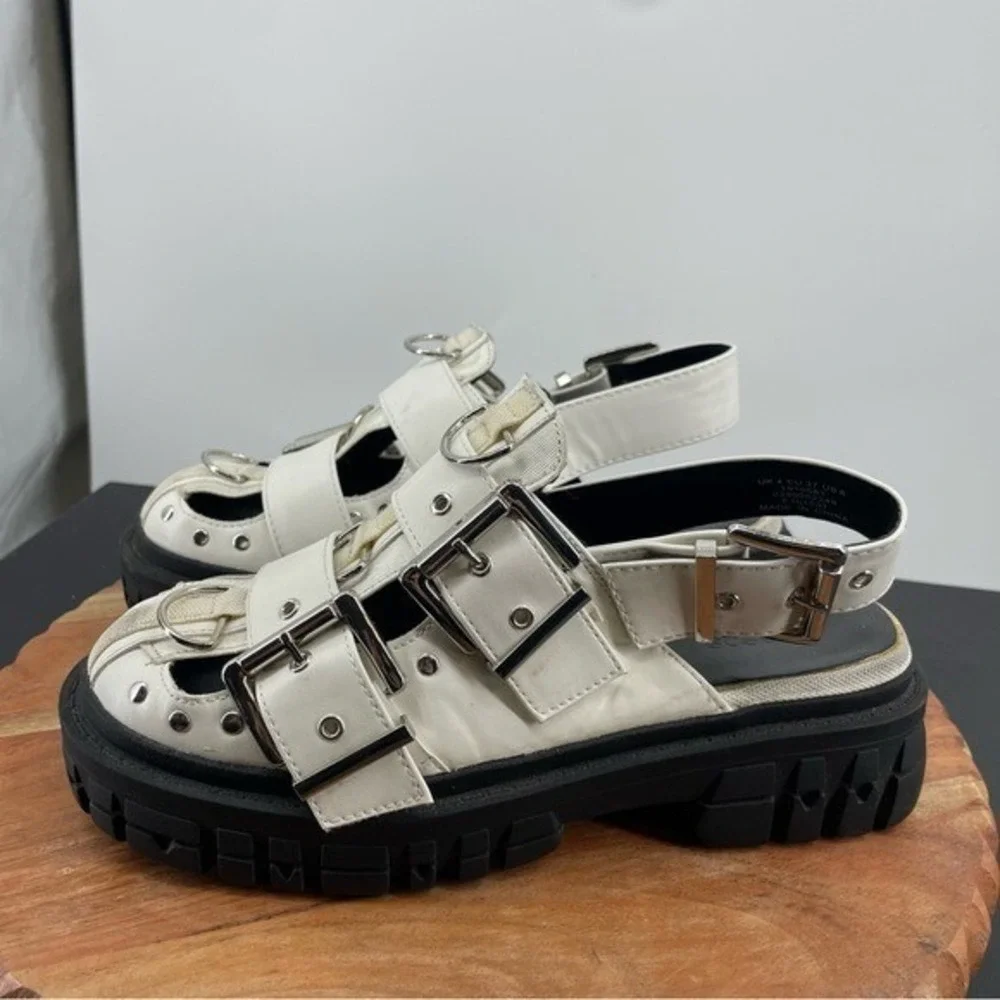ASOS DESIGN Mako chunky fisherman shoe with buckle detail in white US 6 - Picture 4 of 8